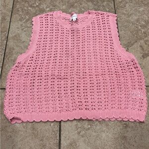 Hersy Pink Crochet Vest top NWOT large